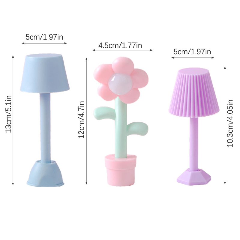 marque generique - 2x 1:12 Lampe de Table Miniature Maison de Poupée  Lumière LED Lampe à Piles Blanc - Abats-jour - Rue du Commerce