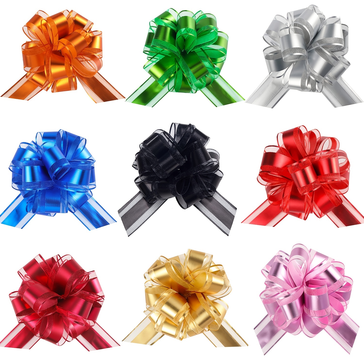 10PCS Large Pull Bows,Black Bows for Gift Wrapping,Organza Gift Wrapping  Ribbon Pull Bows Gift Bows for Wedding Gift Baskets,Christmas Party  Birthday