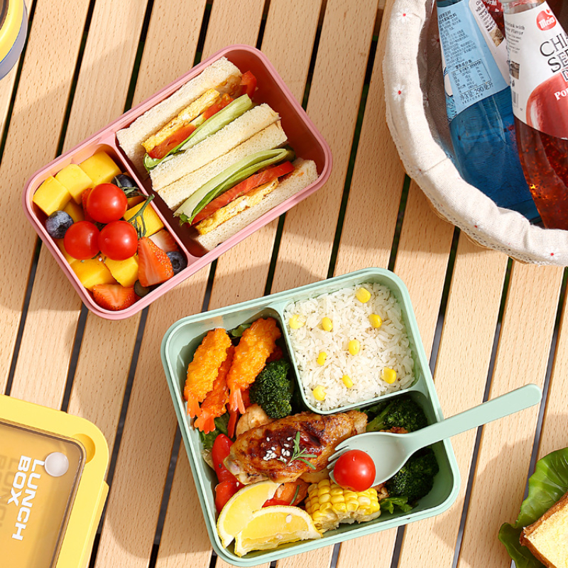 1pc Bento box lunch, portable compartment single-layer bento box office  workers can microwave lunch box, office students take out four compartment  lunch box