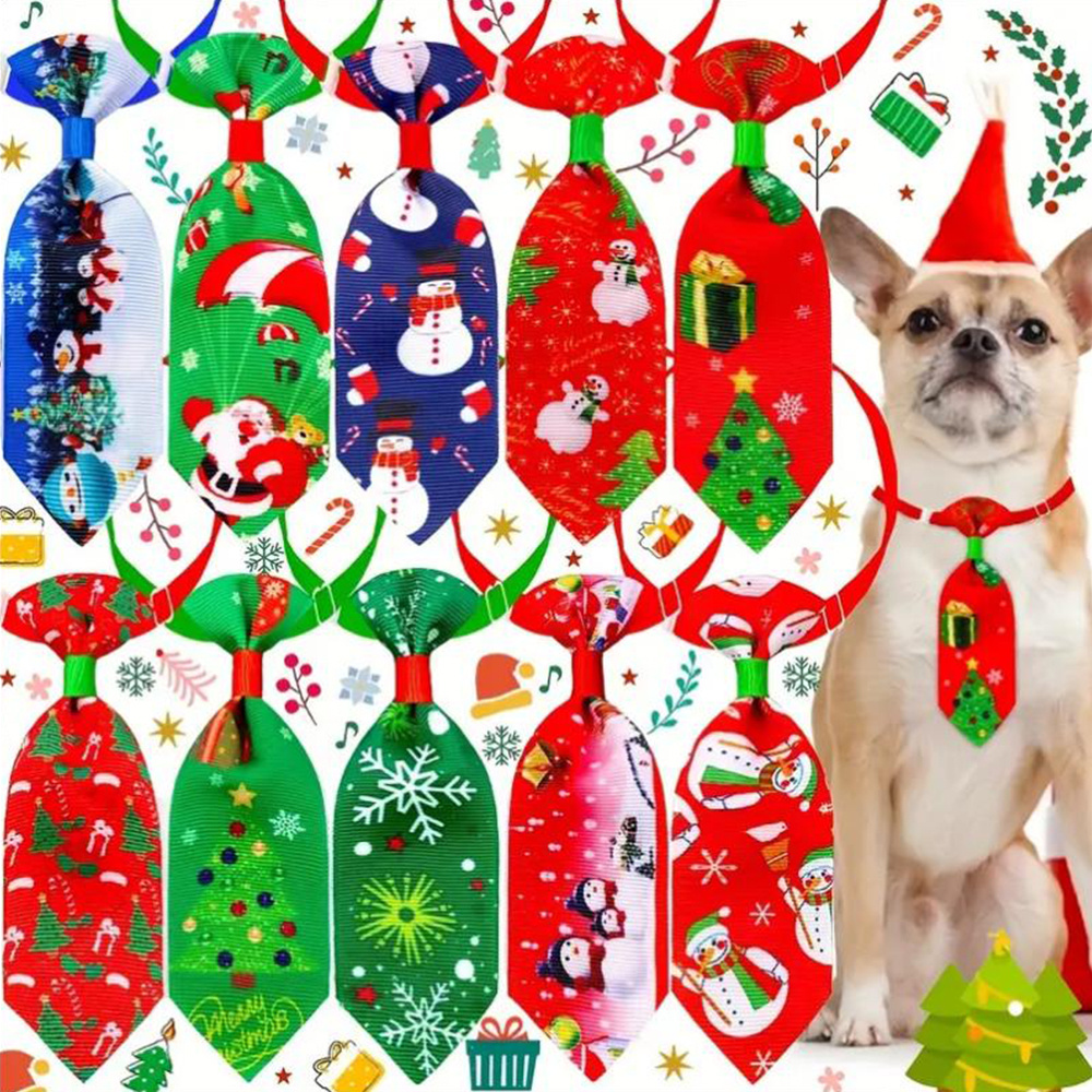 10個の新しいペットクリスマスタイ サンタクロースグラフィック犬の首