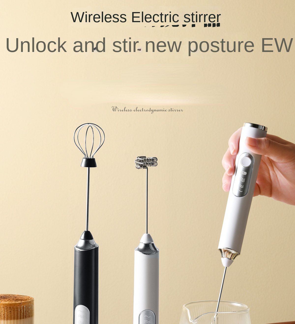 1pc Full Automatic Milk Frother & Coffee Stirrer & Electric Mini Whisk &  Cream Whipper