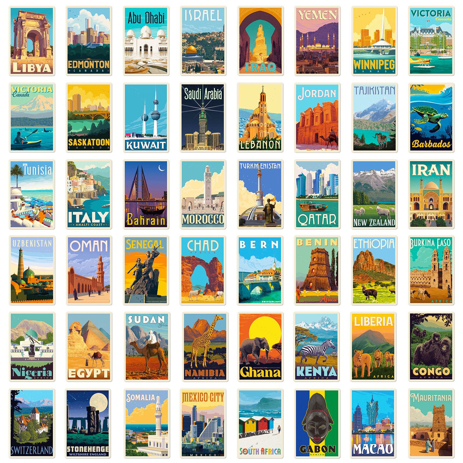 50pcs World Landmark Stickers World City Landmark Stickers - Temu