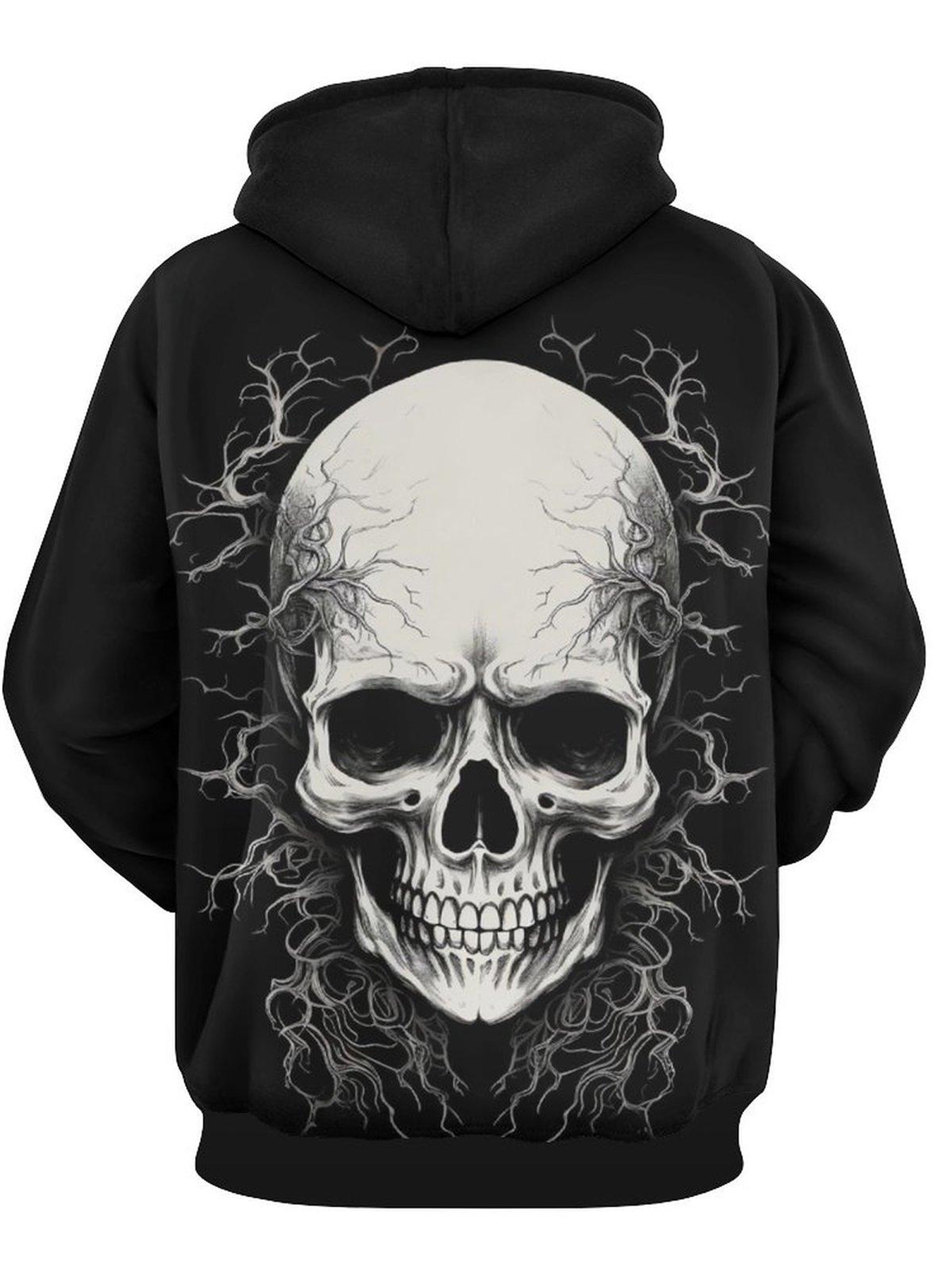 Creative White Skull Print Hoodie Cool Hoodies For Men Men s Casual Graphic Design Pullover Hooded Sweatshirt With Kangaroo Pocket Streetwear For Wi