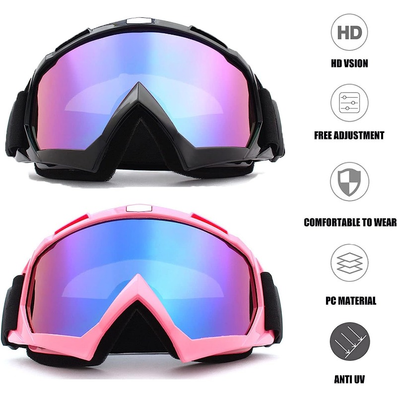 2 Pack Motorcycle Goggles Ski Goggles Motorcycle Goggles Snowboard Goggles  Men Women Youth Uv400 Protection Antifogging Dustproof - Automotive - Temu