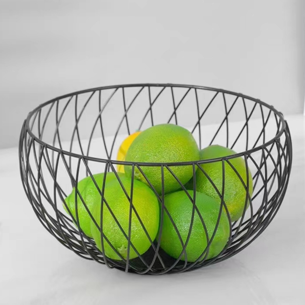 Marrakesch Orient & Mediterran Interior MAADES Juna Fruit Bowl Metal in  Black 25 cm Wire Basket Bowl Scandinavian Design – BigaMart