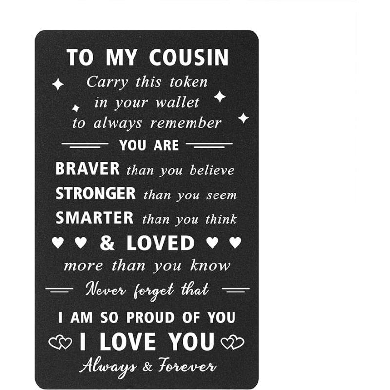 An Cousin-Geschenke für Teenager, Brieftaschenkarte mit Worten,  inspirierende Cousin-Geschenke zum Geburtstag
