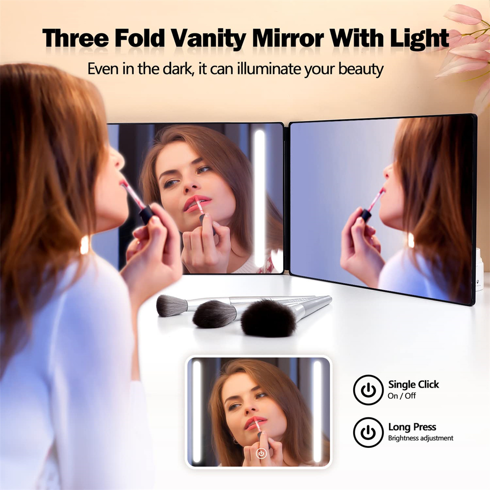 Espejo de 3 vías para herramientas de corte de cabello con espejo de altura  ajustable 360 espejo triple para maquillaje para ver la parte posterior de