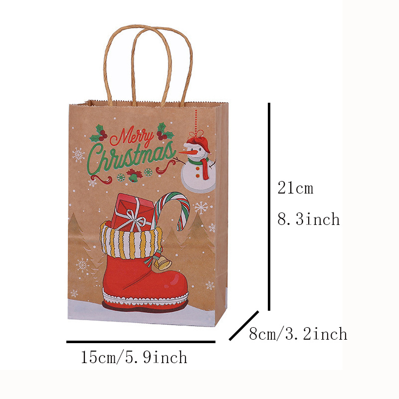 8pcs Bolsas de Regalo de Navidad, 8 Diseños Bolsas de Papel Kraft de  Navidad, 21.08x14.99x8.13 Cm Con Asas Bolsas de Regalo de Navidad,  Adecuadas Para