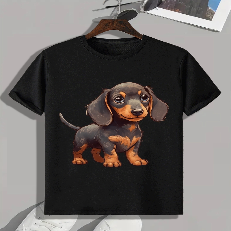 

Dog Print Men's Graphic Design Crew Neck Active T-shirt, Casual Comfy T-shirts For Summer