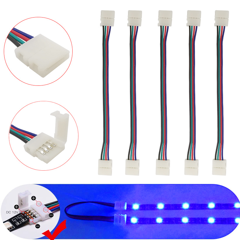 Connecteurs De Bande Lumineuse LED RGB 5050 À 4 Broches, 16cm, 10 Pièces,  Adaptateur D'alimentation, 4 Conducteurs, Connecteur De 10mm De Large Pour  Bandes LED RGBW - Temu Canada