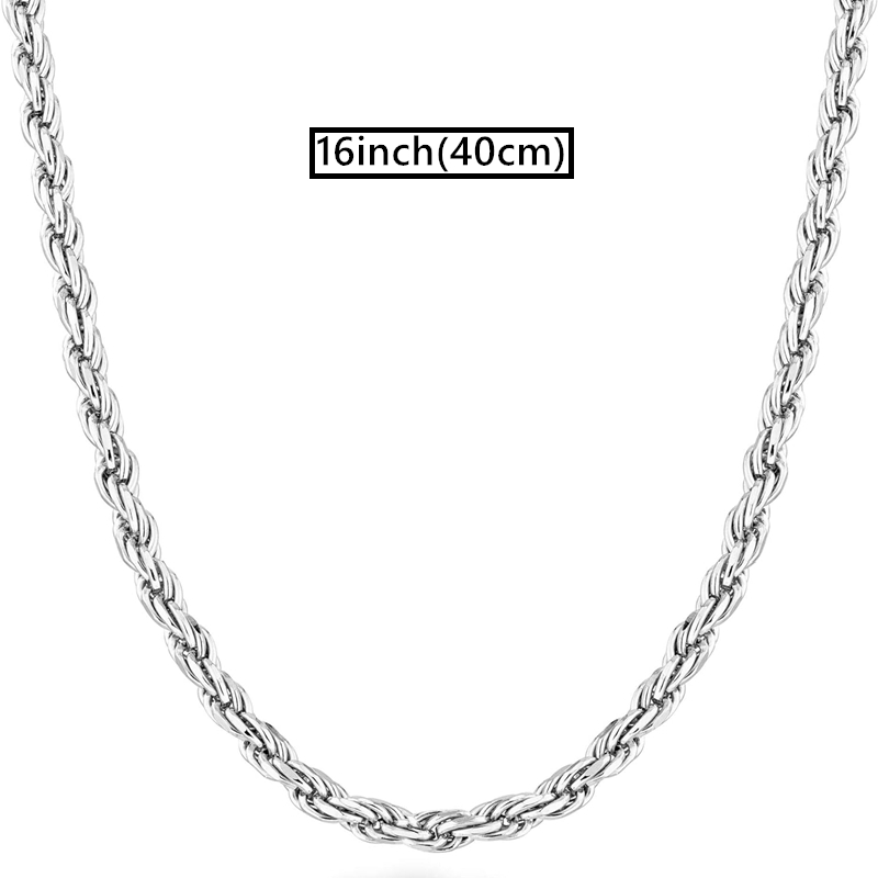 Mens Silver Twisted Rope Chain Necklace | 4mm Width | 18/20/22 Inches | Alfred & Co. London | Mens Gift Idea January Sales