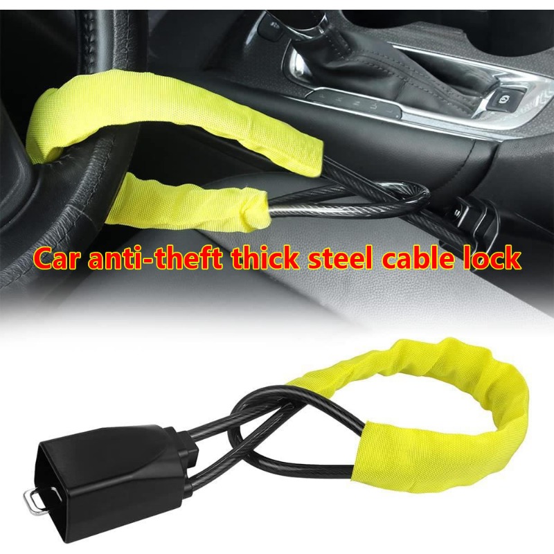 1Pc Durable Car Steering Wheel Lock T Shape High Safety Anti-Theft Lock for  Car SUV Truck Yellow 