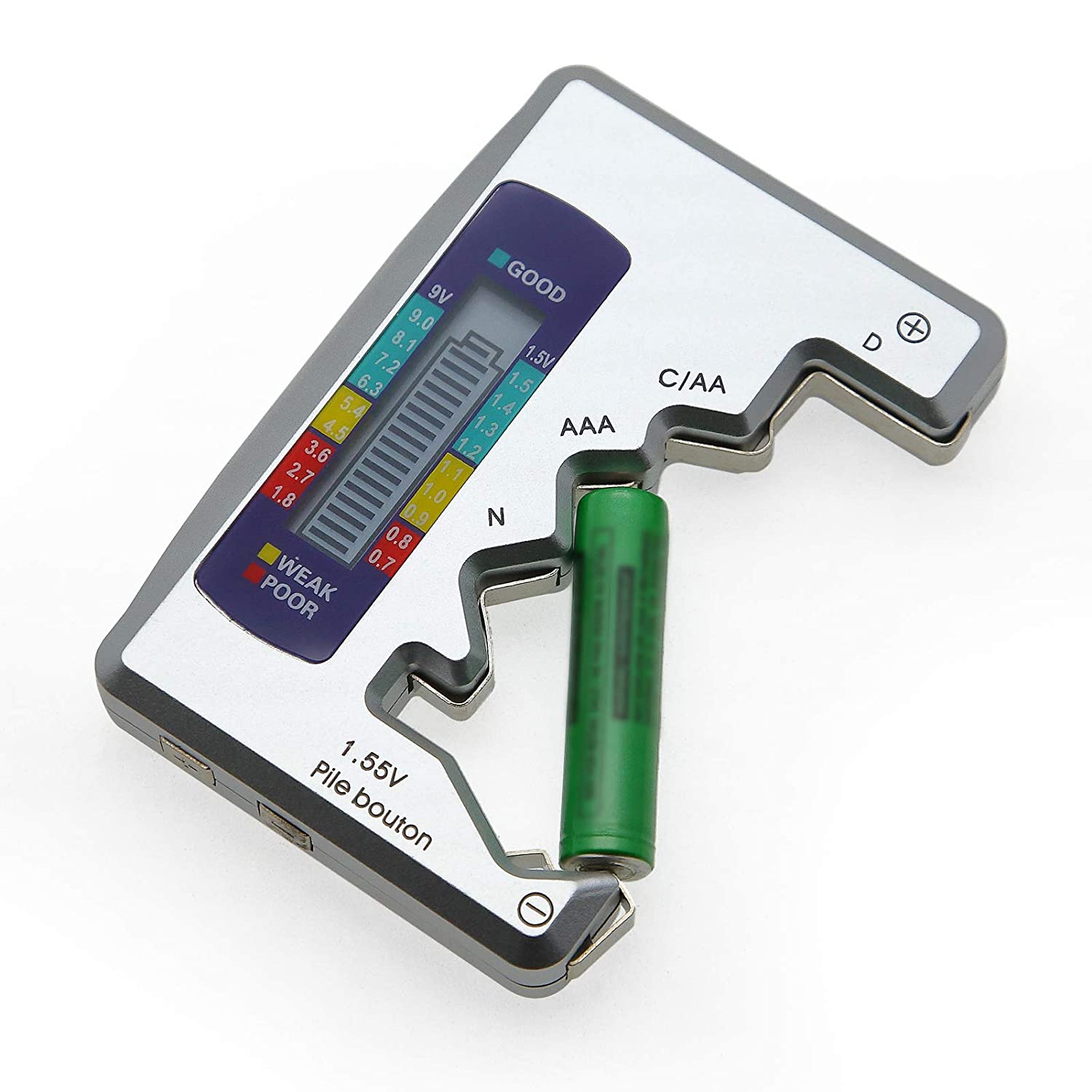 Probador de batería con medidor Probador de voltaje eléctrico para pilas de  botón AA AAA CDN Probador de batería Comprobador de batería