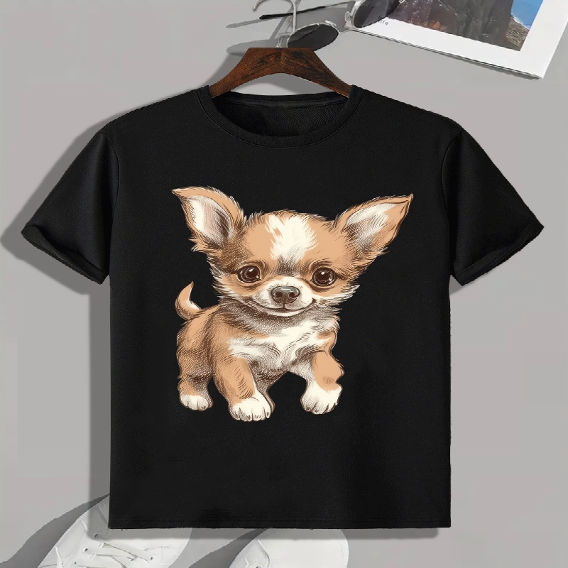 

Cute Dog Print, Men's Graphic Design Crew Neck Active T-shirt, Casual Comfy Tees Tshirts For Summer, Men's Clothing Tops For Daily Gym Workout Running