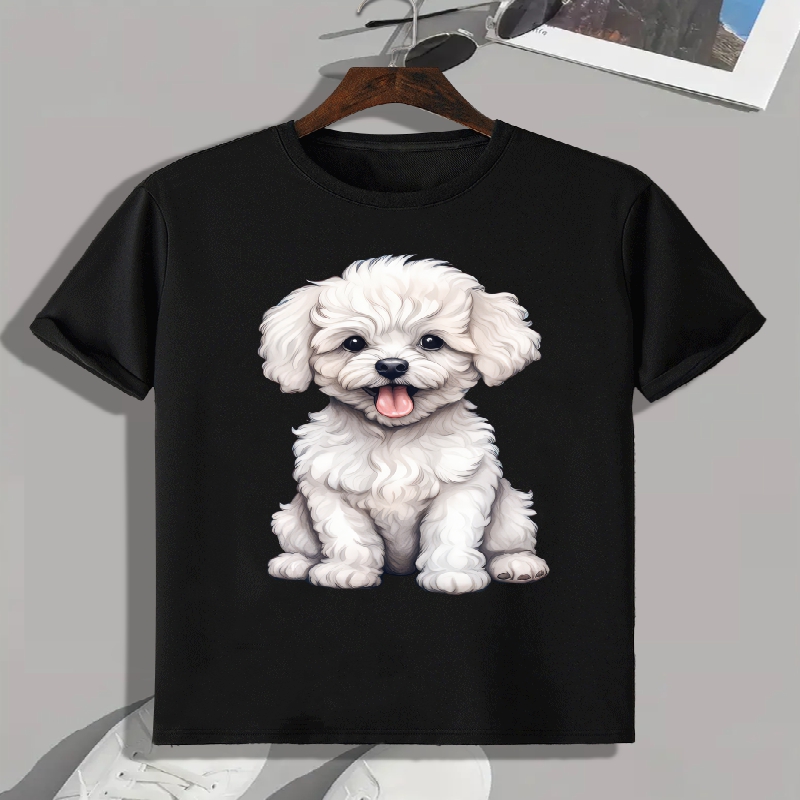 

Cute Dog Print, Men's Graphic Design Crew Neck Active T-shirt, Casual Comfy Tees Tshirts For Summer, Men's Clothing Tops For Daily Gym Workout Running