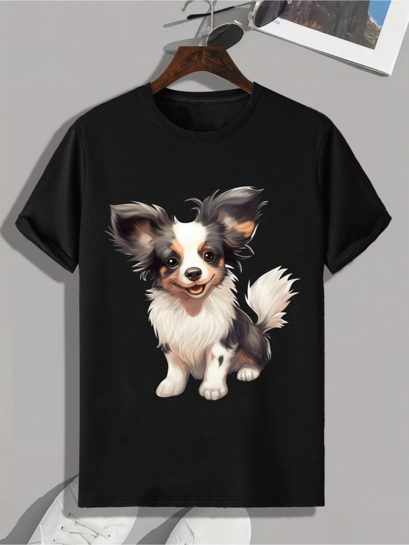 Cute Dog Print Men s Graphic Neck Active T shirt Temu Canada