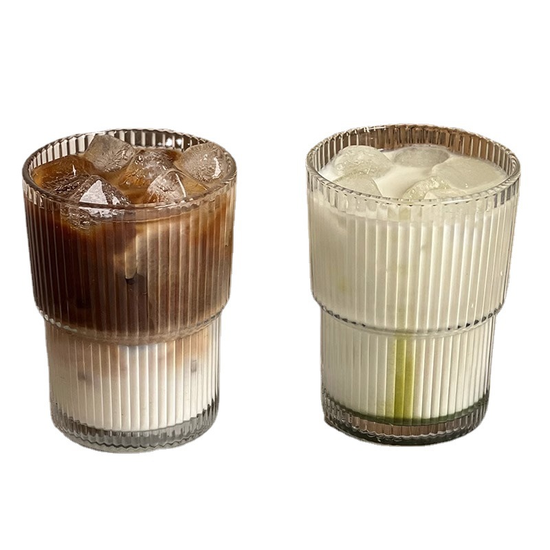 Ribbed Glass Tumbler With Lid And Straw Origami Style - Temu