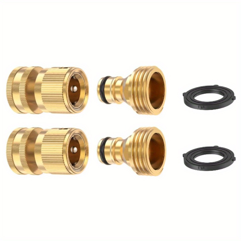 2 Sets Brass 3/4 Inner Tooth Garden Hose Quick Connector Set Male And  Female Head Car Wash Watering Accessories