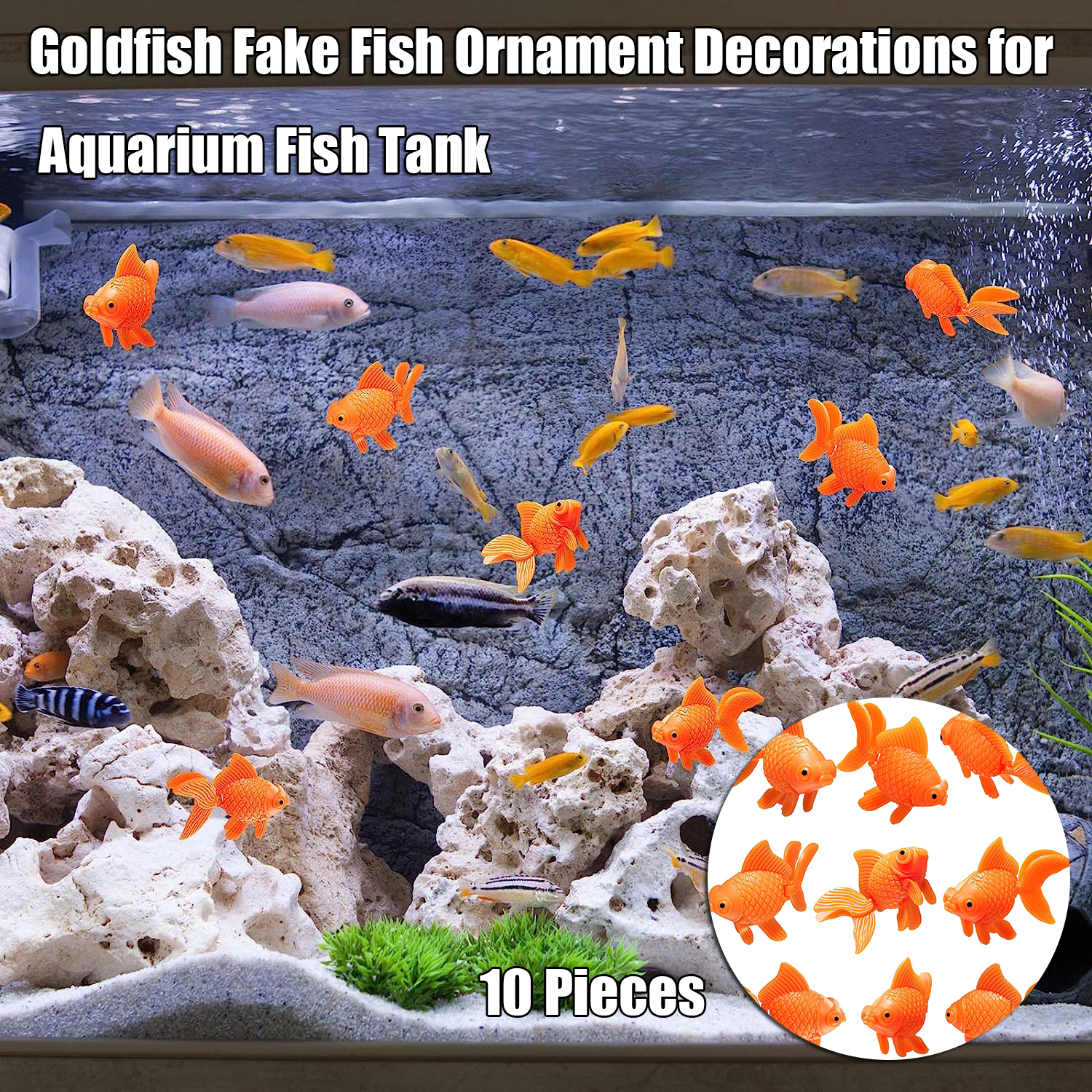 10pcs Plastic Fish Realistic Artificial Moving Floating Goldfish * Fish  Ornament Decorations