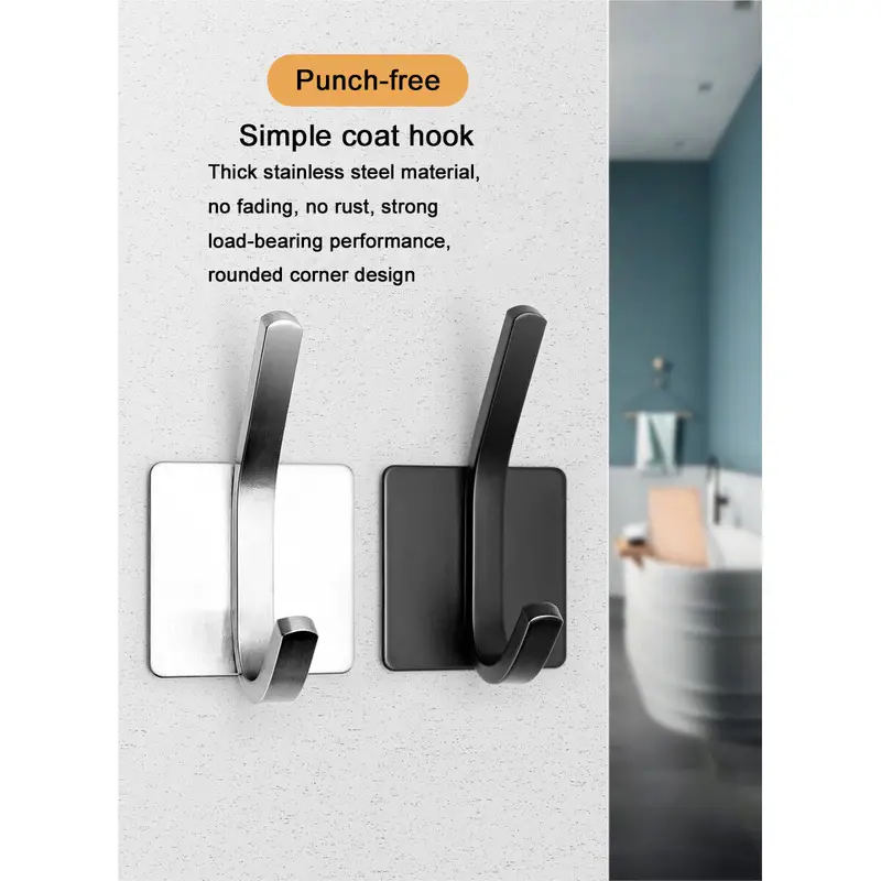 Self Adhesive Hook Stainless Steel Strong Sticky Stick Wall - Temu