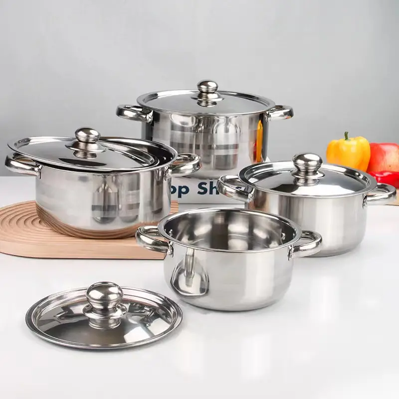 Large Capacity Stainless Steel Pot Sets, Natural Color, Dishwasher
