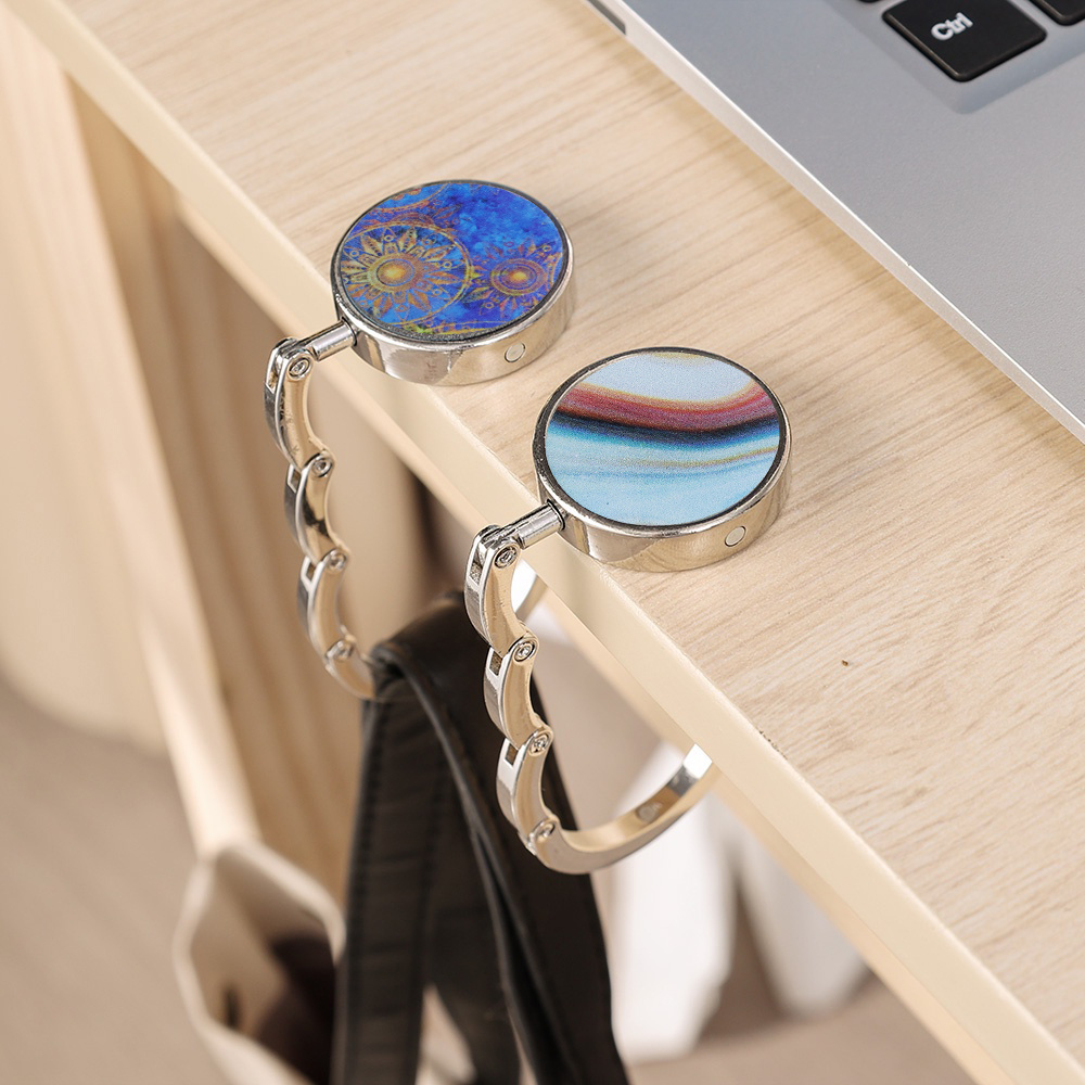 Purse Table Hanger Folding Polished Metal Bag Holder Handbag Hook Desk  Clasp +