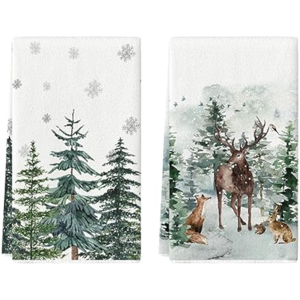 Christmas Kitchen Towels, Elk Pine Tree Snowflake Pattern Printed Towel  Dish Towels, Christmas Decor, Dining Table Decor, Kitchen Supplies, Home  Decoration, Gift - Temu