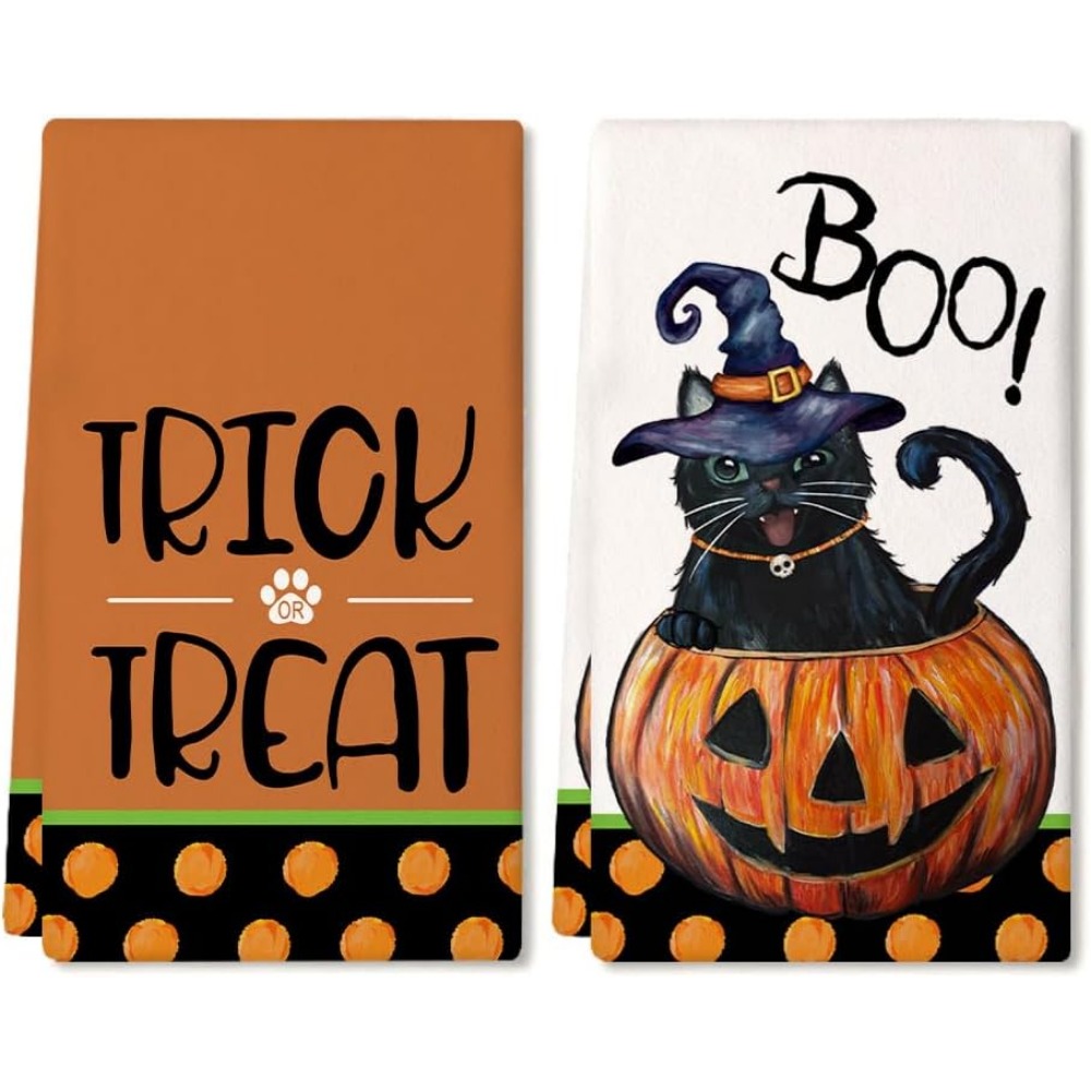 Halloween Kitchen Towels, Scouring Pad, Ghost Pumpkin Black Cat Pattern Dish  Towels, Fiber Fingertip Hand Towel Decorative Tea Towels, For Decorative  Bathroom Guest Holiday, Halloween Decor, Kitchen Supplies - Temu