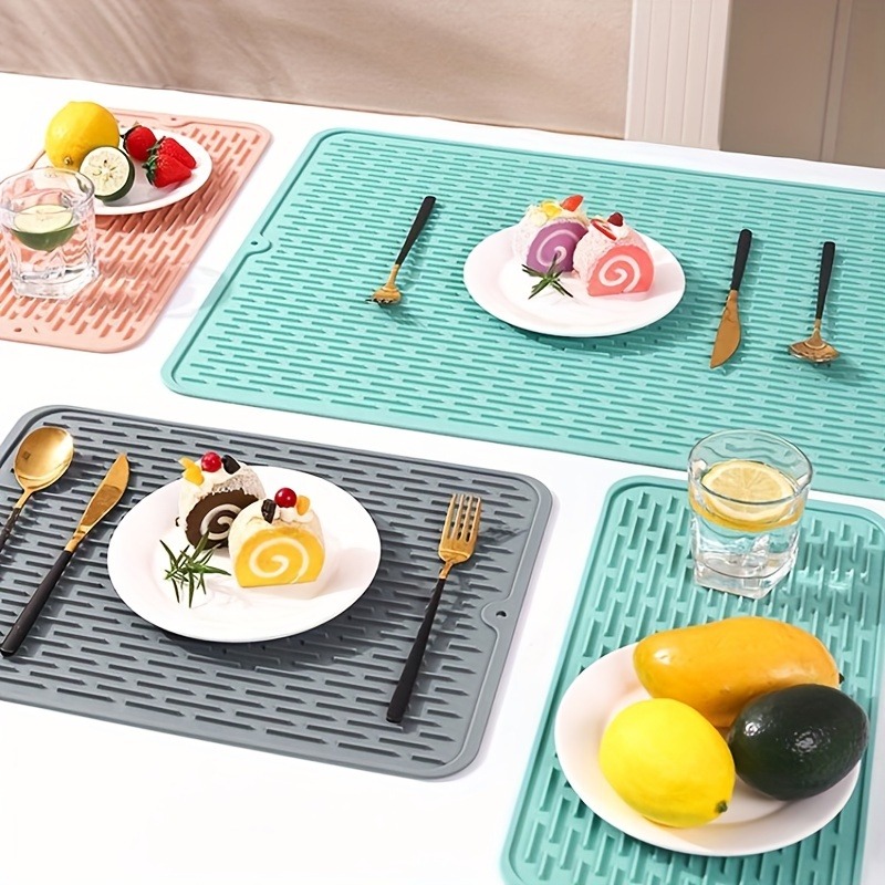 Dish Drying Mat for Kitchen Counter Silicone Drain Pad Heat