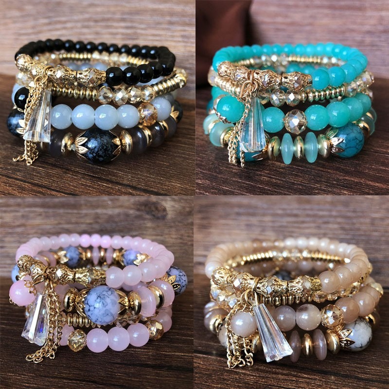 Multi Layered Beaded Bracelet Colorful Bohemian Glass Beads - Temu