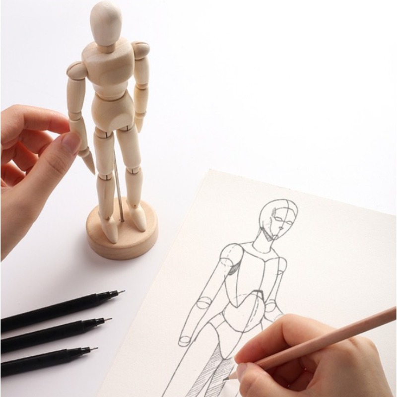 Keskin Hediyelik 20 Cm Wooden Mannequin with Human Figure Man Puppet Model  Stylist Figure Sketch Drawing