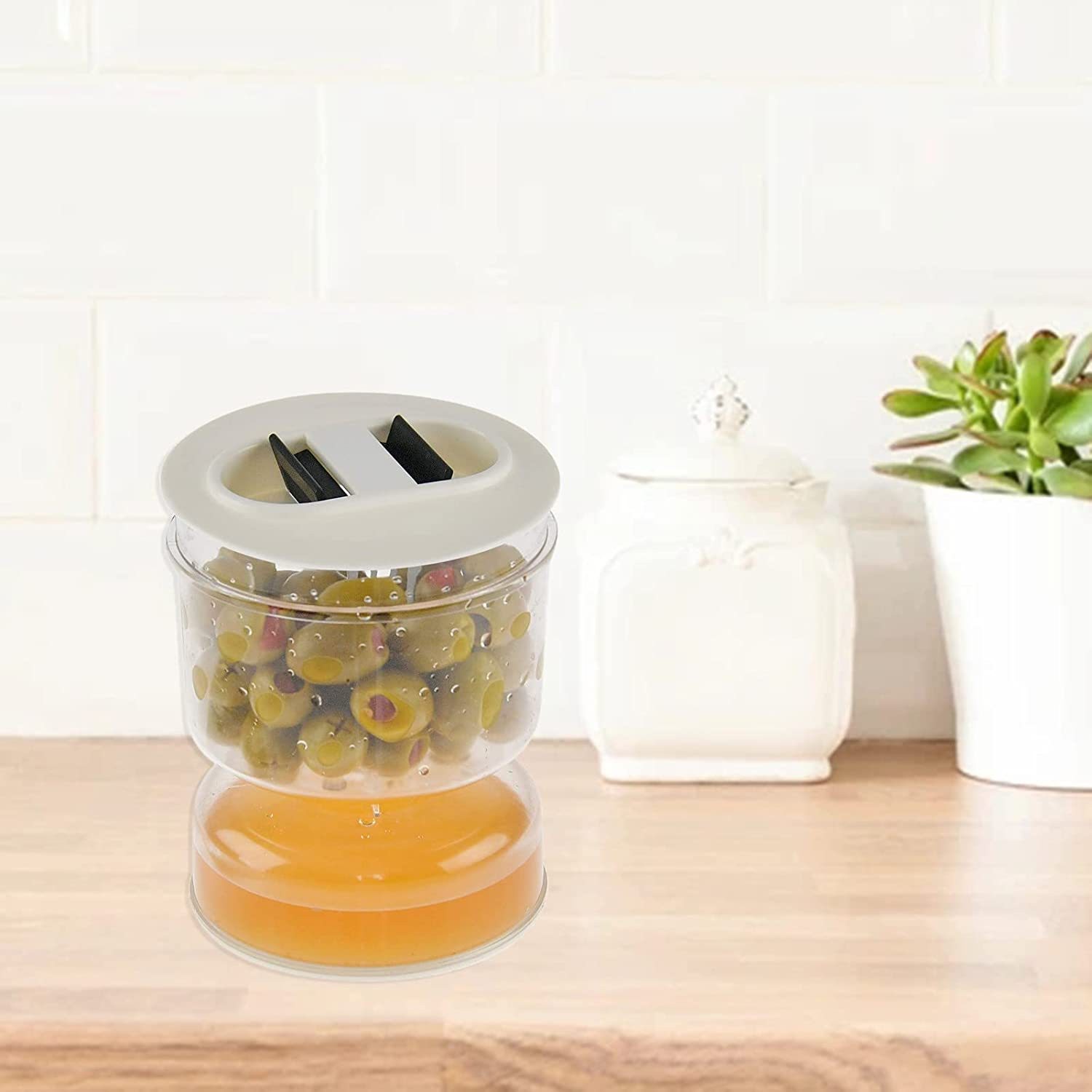 Pickle Olive Hourglass Jar Pickle Juice Wet And Dry Separator Food
