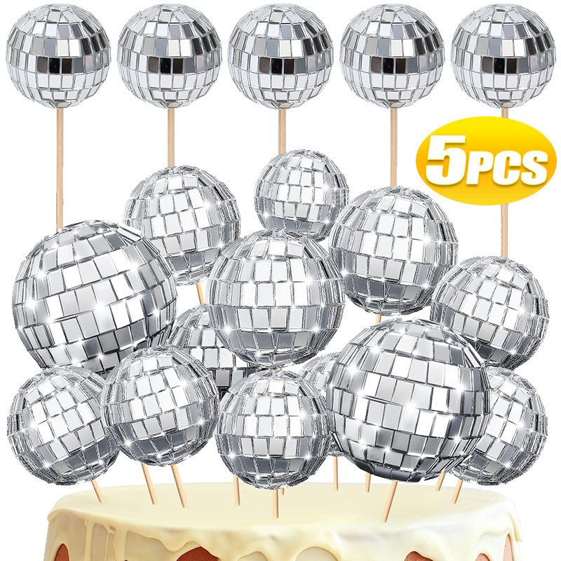 MRS Disco Ball Pattern Letter Mirror Acrylic Cake Charms Set
