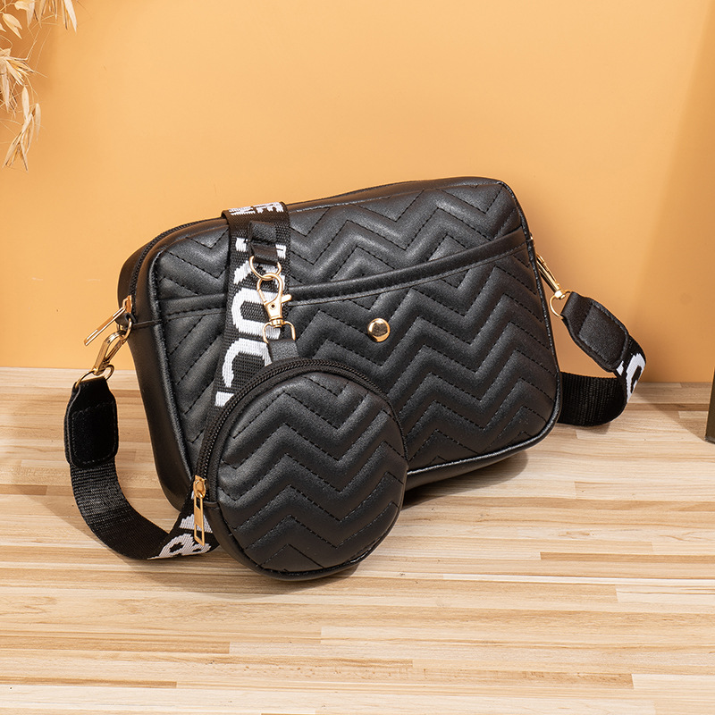 Black Fashionable Casual Crossbody Bag With Coin Purse For Women