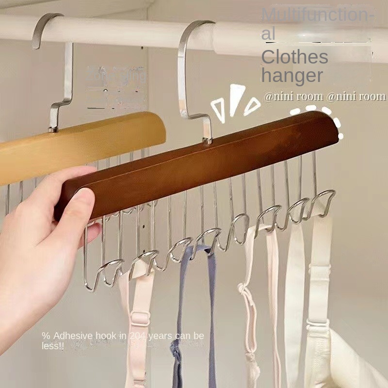 Multifunctional Non-Slip Storage Hangers, Wooden Belt Hanger for Closet  with 8 Hooks, Anti Slip Multi Hook Coat Rack, Multifunctional Hanger with