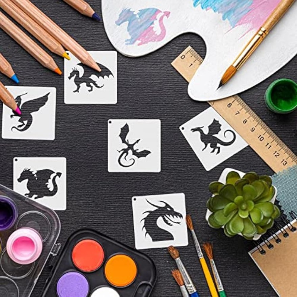 65 Pieces Animal Stencils for Painting, Small Reusable Deer Bear Stencil  Template Tree Bee Bird Mountain DIY Craft Paint Stencils for Painting on  Wood