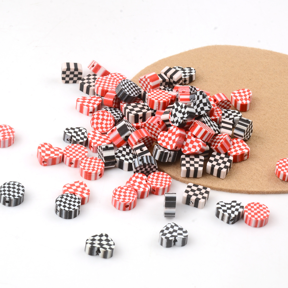 Black White Plaid Checkerboard Flat Round Clay Beads Polymer - Temu