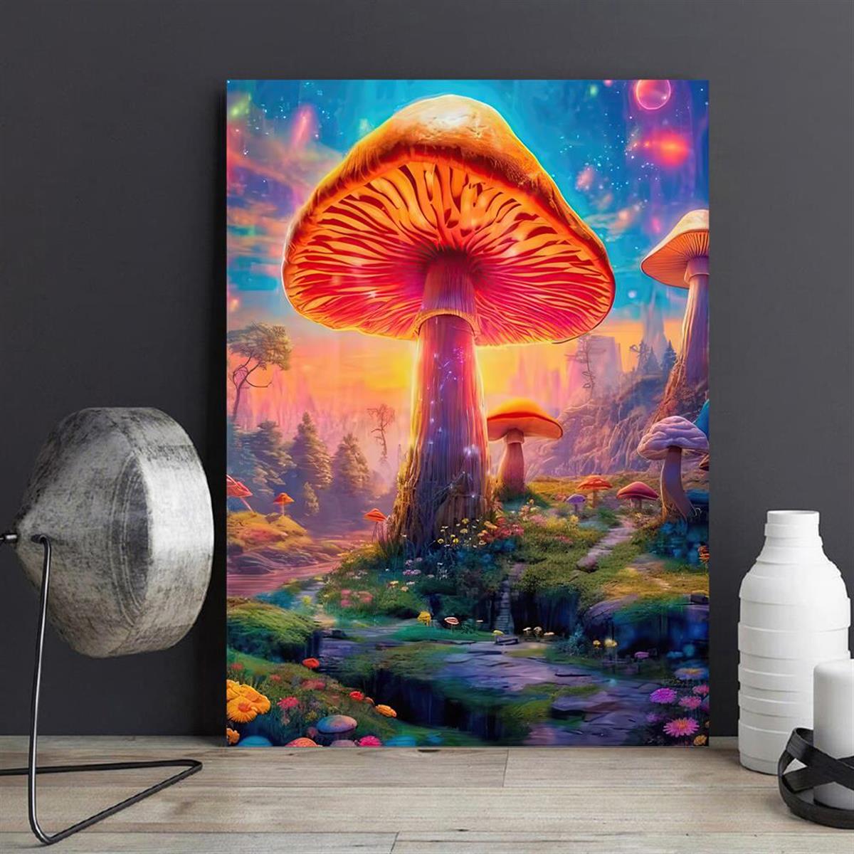 8x10 Canvas Painting Print • Wall decor• Digital Print • Mushroom Decor •  Colorful • Wall Art