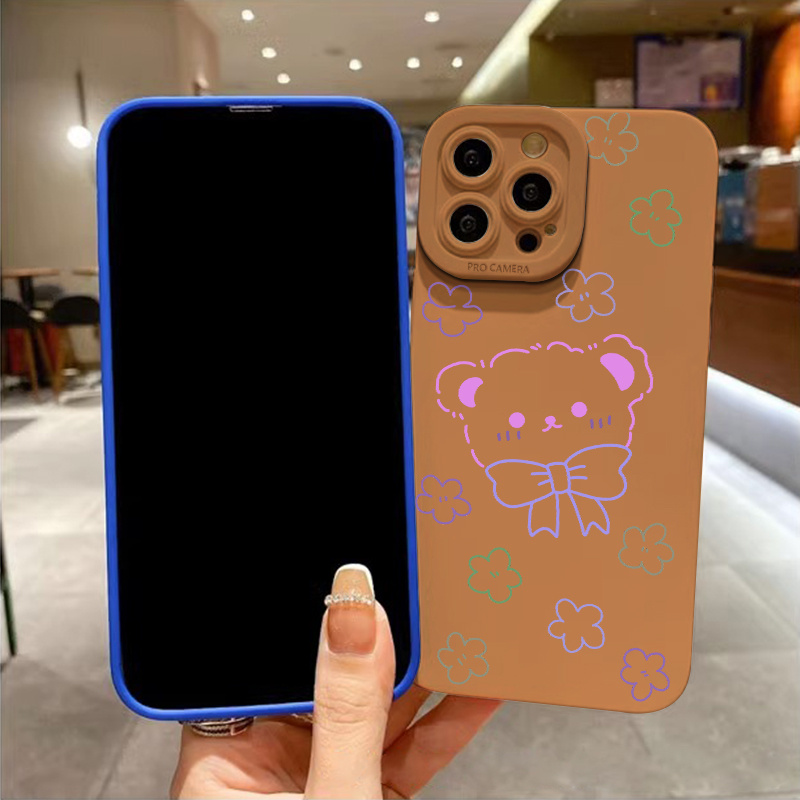 Cute BEAR Hard Phone Case For iPhone 11 12 Pro Max XR X XS MAX 15