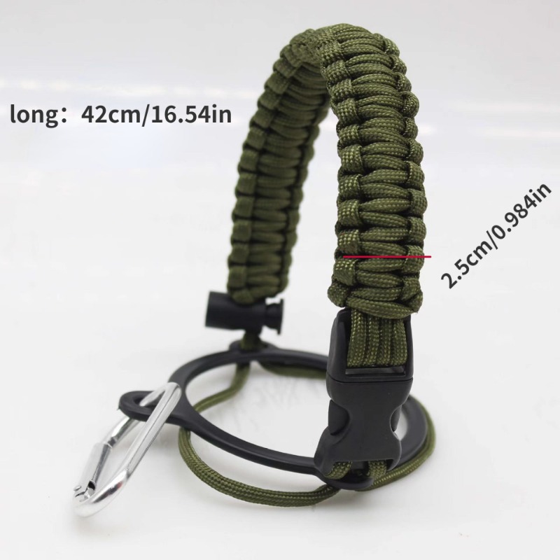 1pc Outdoor Water Bottle Handle Paracord Strap, Woven Cup Holder Lanyard