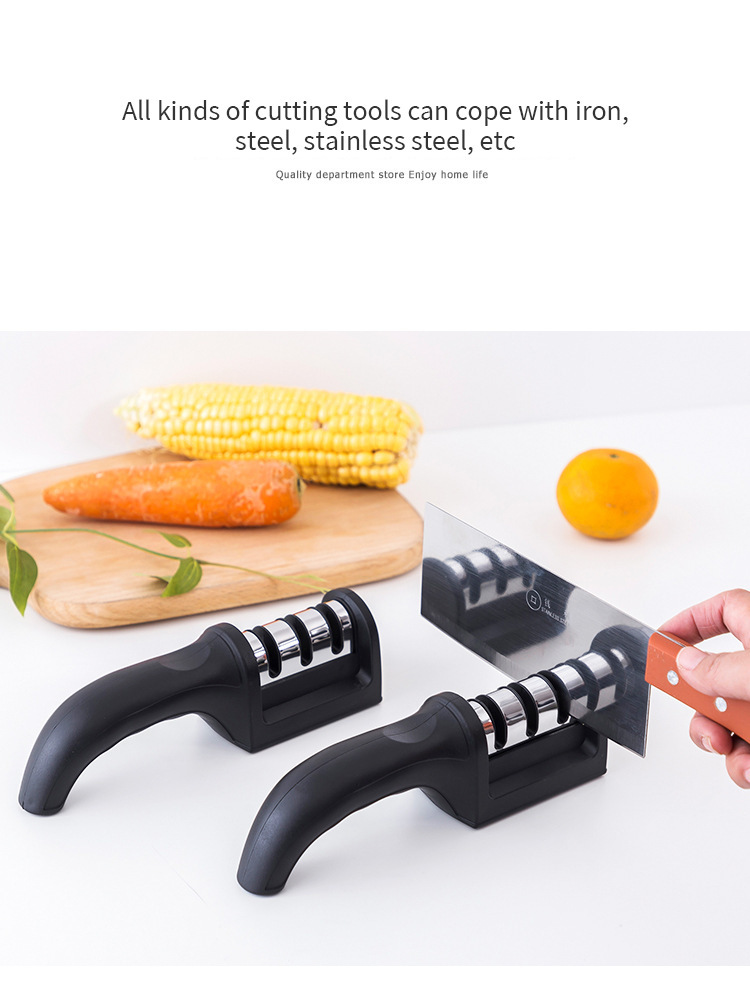 Kitchen 3-stage knife sharpener household multi-function handheld