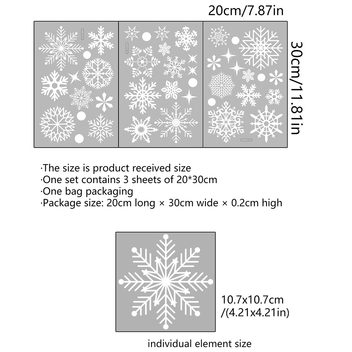 Christmas Snowflakes Window Clings Decals Decorations White