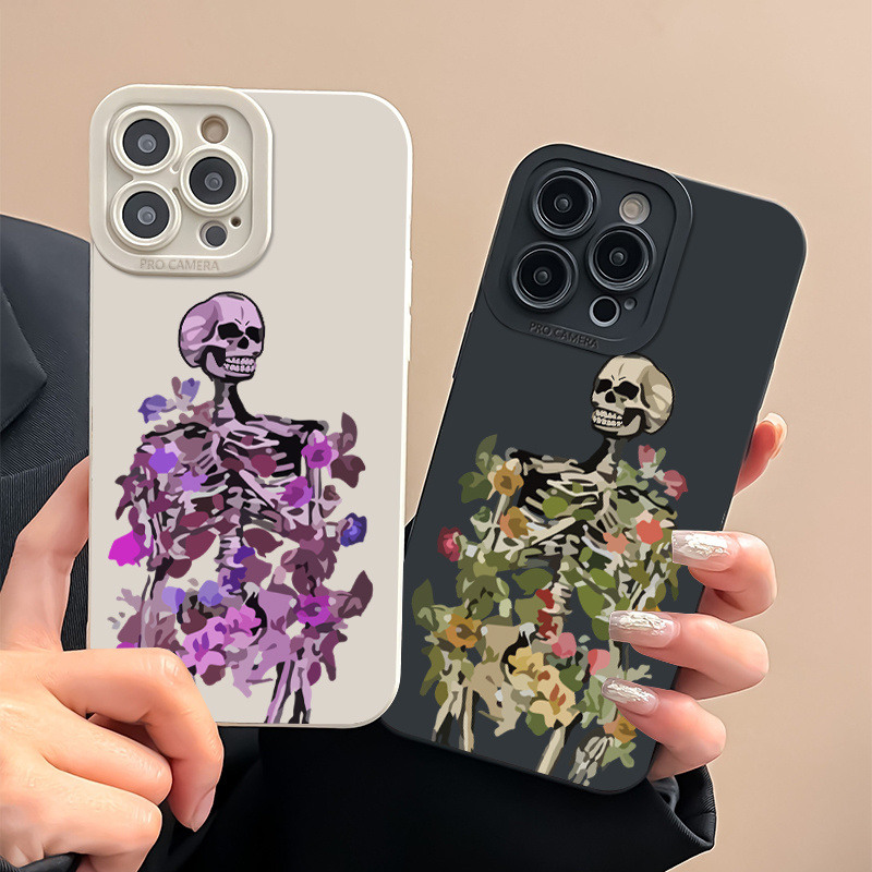 Halloween Skull Graphic Luxury Shockproof Phone Case For Iphone 15 14 13 12  11 Pro Max X Xr Xs 7 8 Plus Cpp Silicone Bumper Transparent Hard Back Soft  Cover Fall Phone Cases - Temu Israel