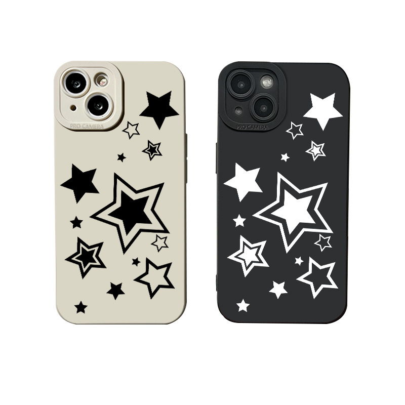 2 個黒と白の星高級電話ケース IPhone 15/11/14/13/12/11 Pro Max/XR ...