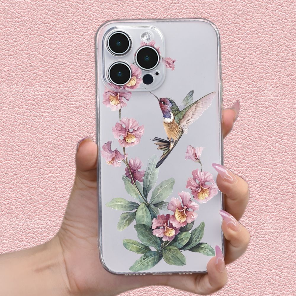 

Flower And Bird Graphic Shockproof Soft Phone Case For Iphone 15/14/13/12/11/xs/xr/x/7/8 Plus