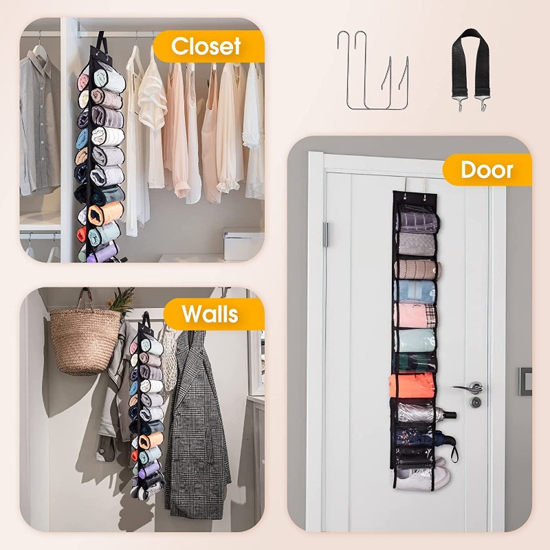  KISYONGUS 2 Pack Leggings Storage Organizer, Hanging Legging  Organizer for Closet, Yoga Legging Roll Holder with 24 Compartments Over  The Door, Space Saver (Gray - 2 pcs) : Home & Kitchen