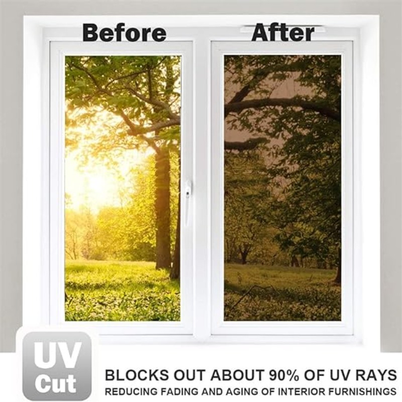 One Way Mirror Window Film Daytime Privacy, Heat Control Sun Blocking Anti  UV Reflective Vinyl Glass Stickers for Home Office