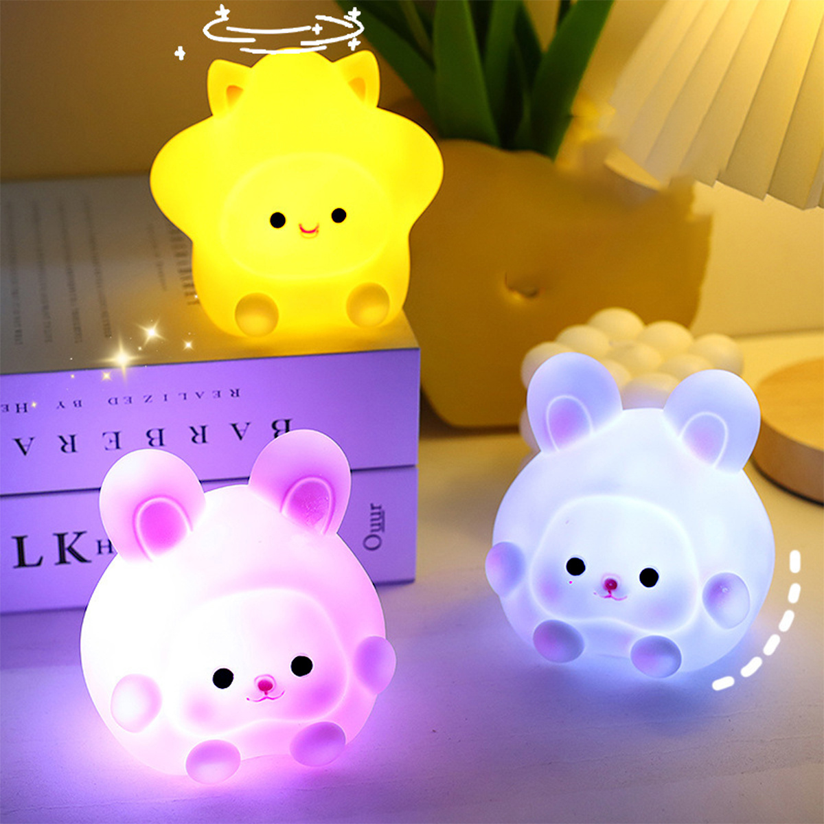 1pc cute cartoon animal night light powered by 3 ag13 button batteries free battery led sleeping light gift for boys and girls details 6