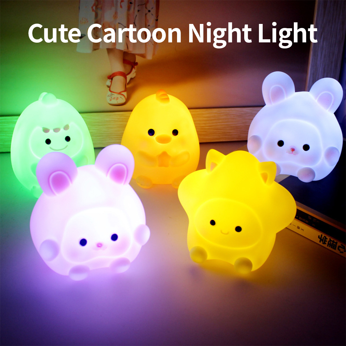 1pc cute cartoon animal night light powered by 3 ag13 button batteries free battery led sleeping light gift for boys and girls details 1