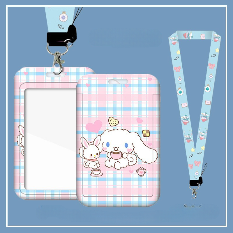 Miniso Cute Cartoon Card Sleeve With Lanyard Portable - Temu